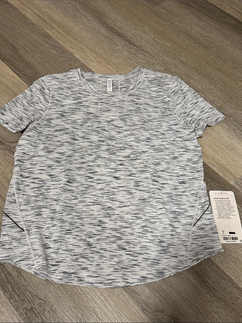lululemon athletica White and Navy Space-Dyed Short Sleeve Tee
